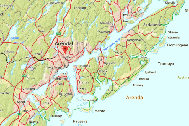 Landkarte von Arendal