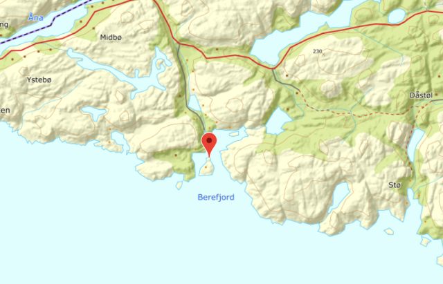 Landkarte vom Berefjord