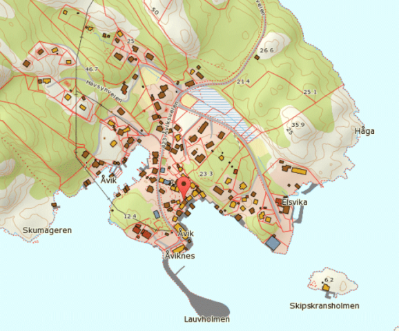 Karte von Åvik Südnorwegen