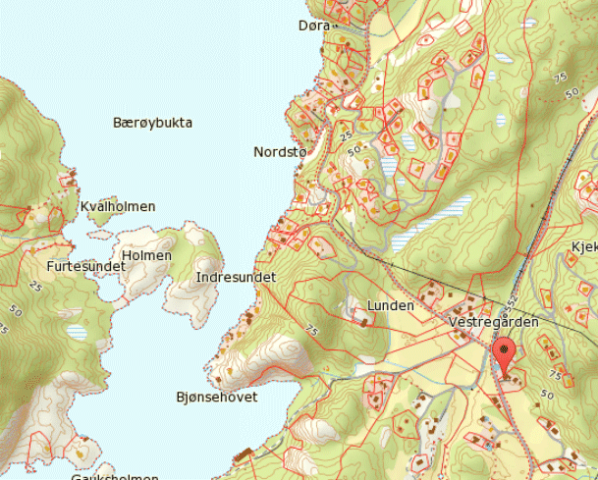 Karte von Belland am Rosfjord