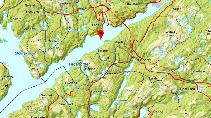 Landkarte vom Fedafjord