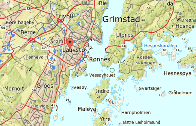 Karte von Grimstad
