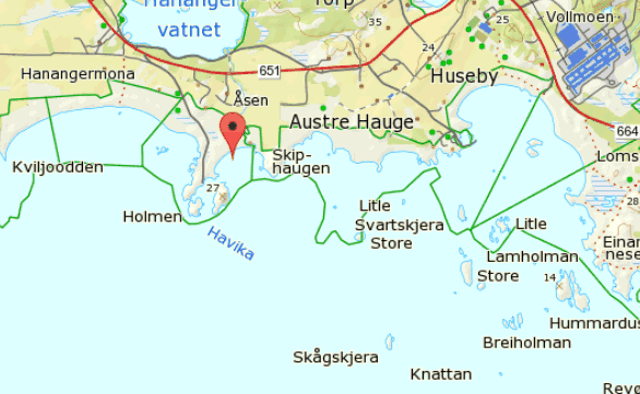 Karte von Havikstrand bei Farsund