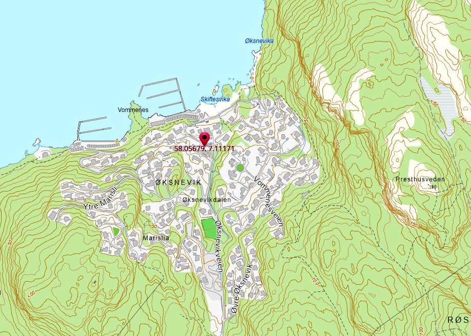 Karte von Øksnevik