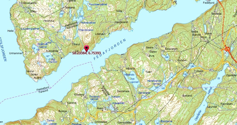 Karte vom Fedafjord